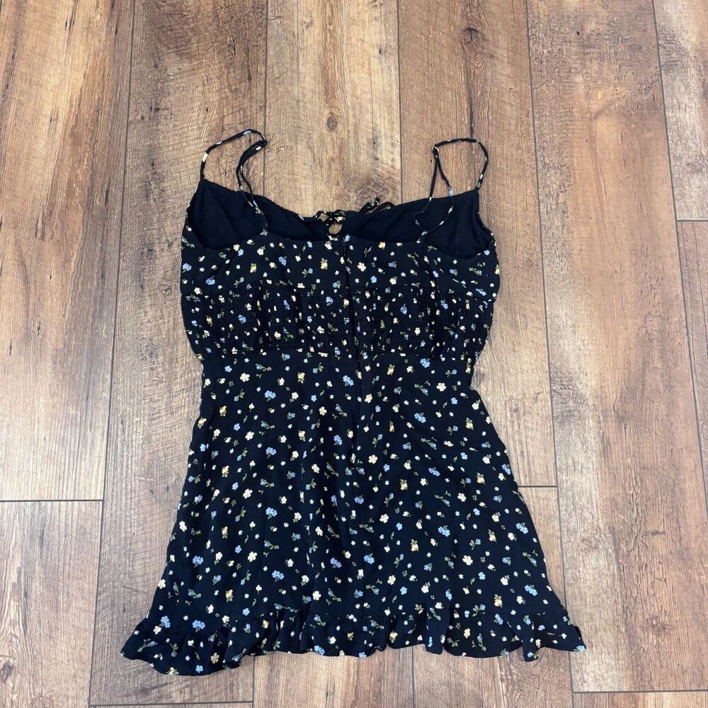 Reformation Black Mini Dress with Yellow & White Floral Print - Picture 8 of 10